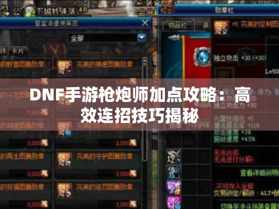 DNF手游枪炮师加点攻略：高效连招技巧揭秘