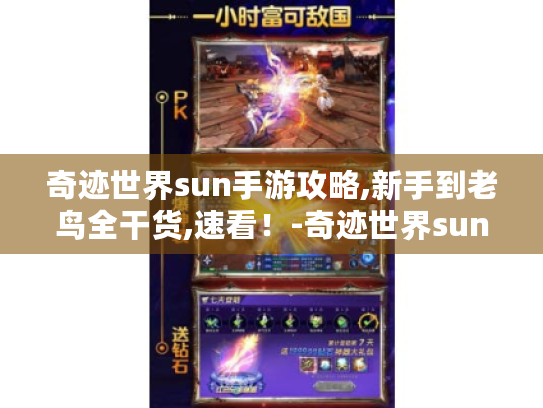 奇迹世界sun手游攻略,新手到老鸟全干货,速看！-奇迹世界sun手游