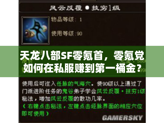 天龙八部SF零氪首，零氪党如何在私服赚到第一桶金？