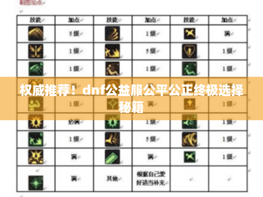 权威推荐!dnf公益服公平公正终极选择秘籍 权威推荐!dnf公益服公平公正终极选择秘籍