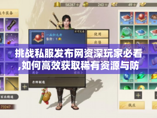 挑战私服发布网资深玩家必看,如何高效获取稀有资源与防封技巧