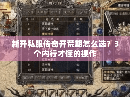 新开私服传奇开荒期怎么选?3个内行才懂的操作 新开私服传奇开荒期怎么选?3个内行才懂的操作