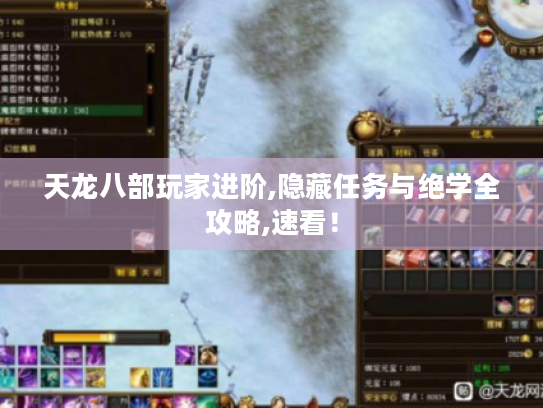天龙八部玩家进阶,隐藏任务与绝学全攻略,速看! 天龙八部玩家进阶,隐藏任务与绝学全攻略,速看!