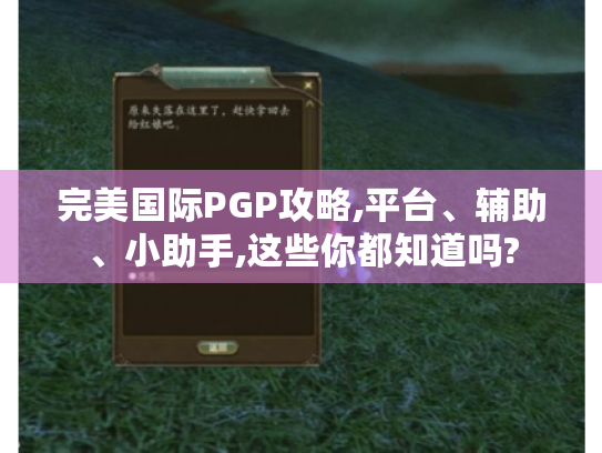 完美国际PGP攻略,平台、辅助、小助手,这些你都知道吗?