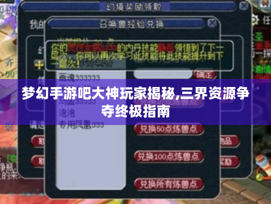 梦幻手游吧大神玩家揭秘,三界资源争夺终极指南