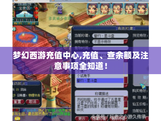 梦幻西游充值中心,充值、查余额及注意事项全知道！