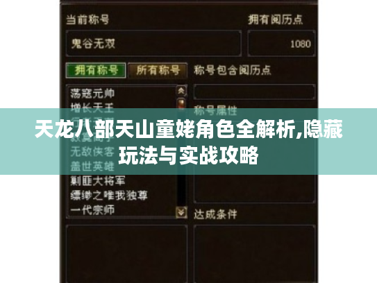 天龙八部天山童姥角色全解析,隐藏玩法与实战攻略