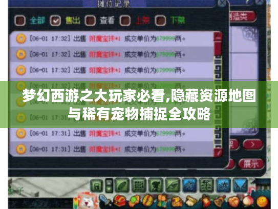 梦幻西游之大玩家必看,隐藏资源地图与稀有宠物捕捉全攻略 梦幻西游之大玩家必看,隐藏资源地图与稀有宠物捕捉全攻略