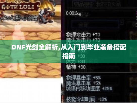 DNF光剑全解析,从入门到毕业装备搭配指南