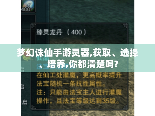 梦幻诛仙手游灵器,获取、选择、培养,你都清楚吗?