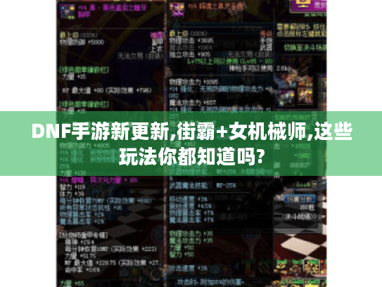 DNF手游新更新,街霸+女机械师,这些玩法你都知道吗? DNF手游新更新,街霸+女机械师,这些玩法你都知道吗?