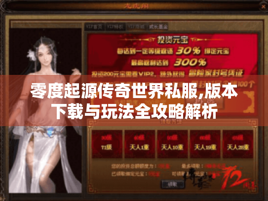 零度起源传奇世界私服,版本下载与玩法全攻略解析 零度起源传奇世界私服,版本下载与玩法全攻略解析