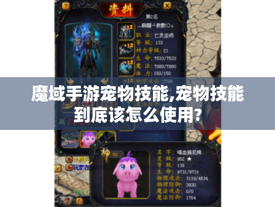 魔域手游宠物技能,宠物技能到底该怎么使用?
