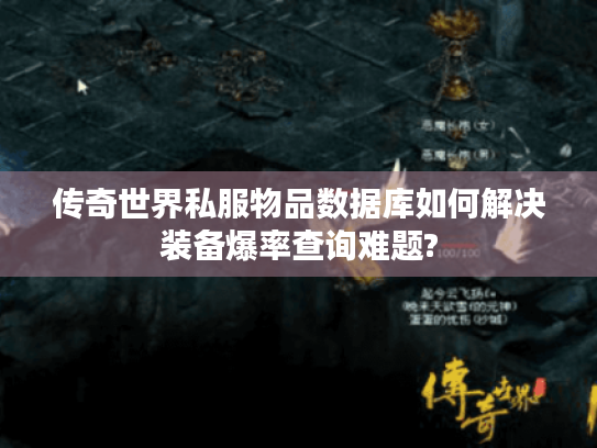 传奇世界私服物品数据库如何解决装备爆率查询难题?